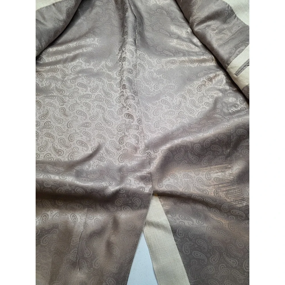 Alan Flusser Blazer Mens 44R Beige Herringbone Sports Coat‎ Jacket 2 Buttons *